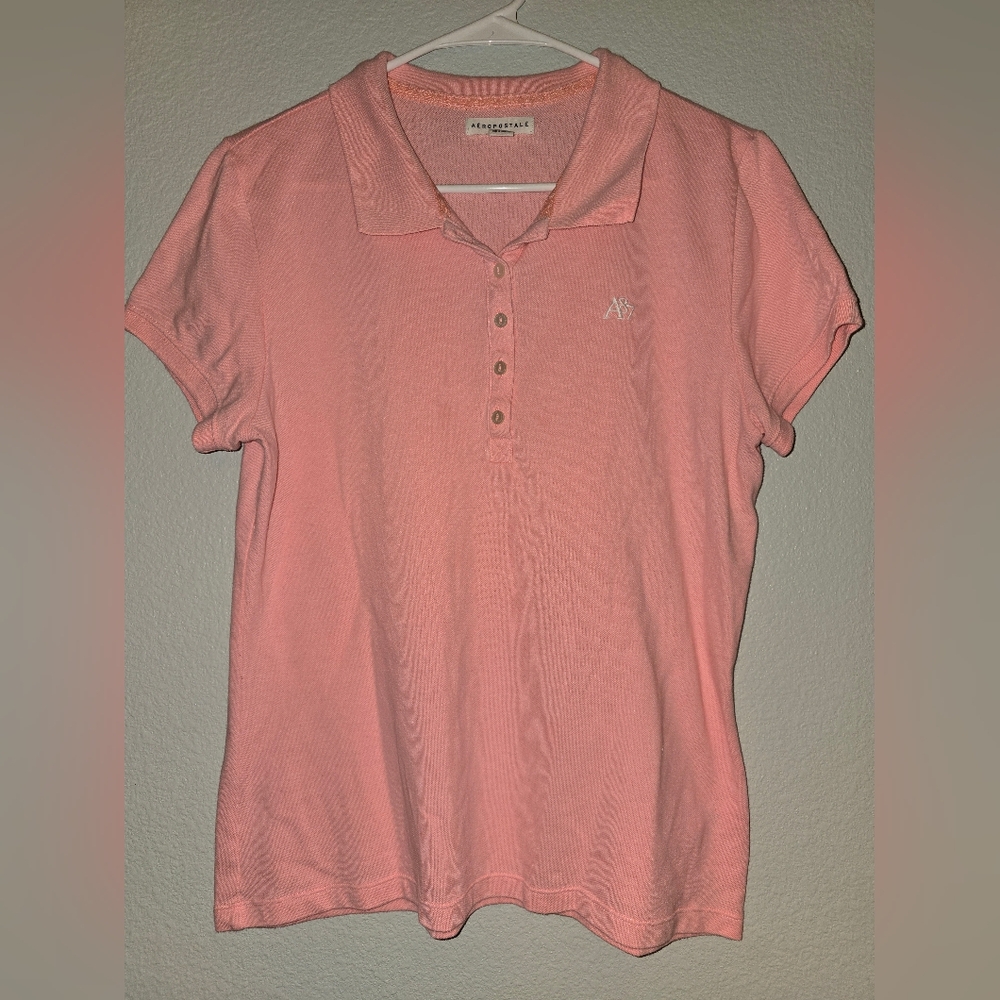 Aeropostale A87 Size XL Juniors Pink Polo Shirt